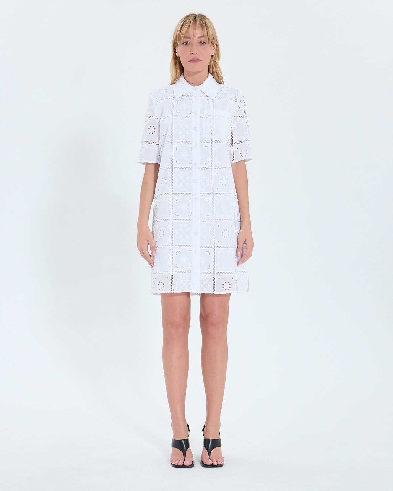 Mid-length dress with ecru English embroidery_4