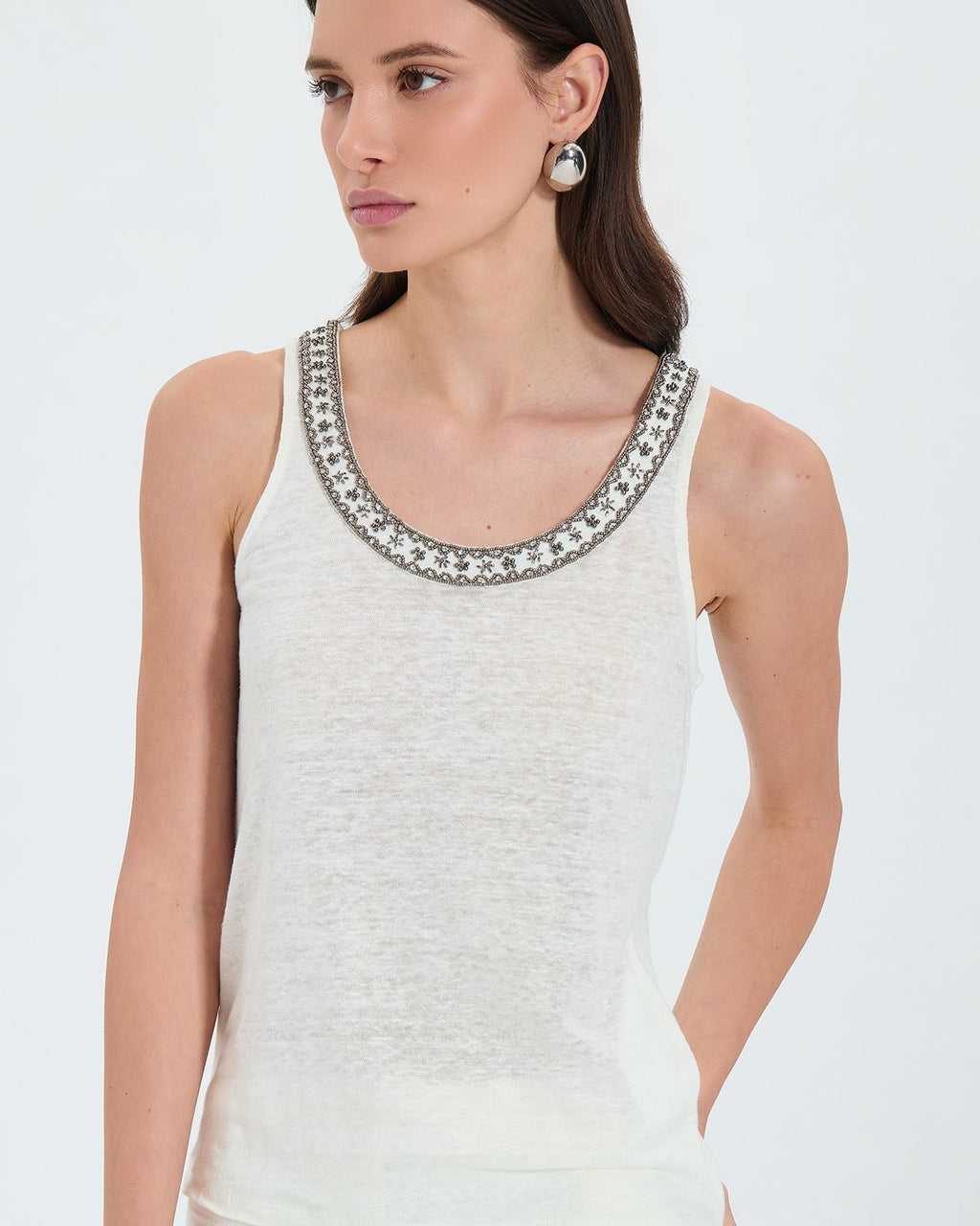 Ecru linen tank top_1