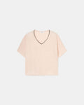 T-shirt col V en lin nude_5