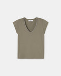 Khaki V-neck t-shirt_5