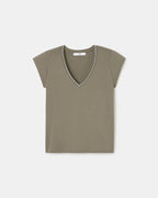 Khaki V-neck t-shirt_5