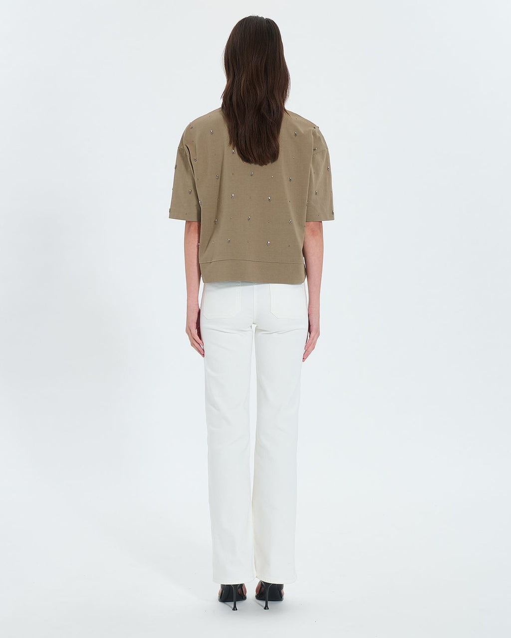 Khaki embellished T-shirt_4