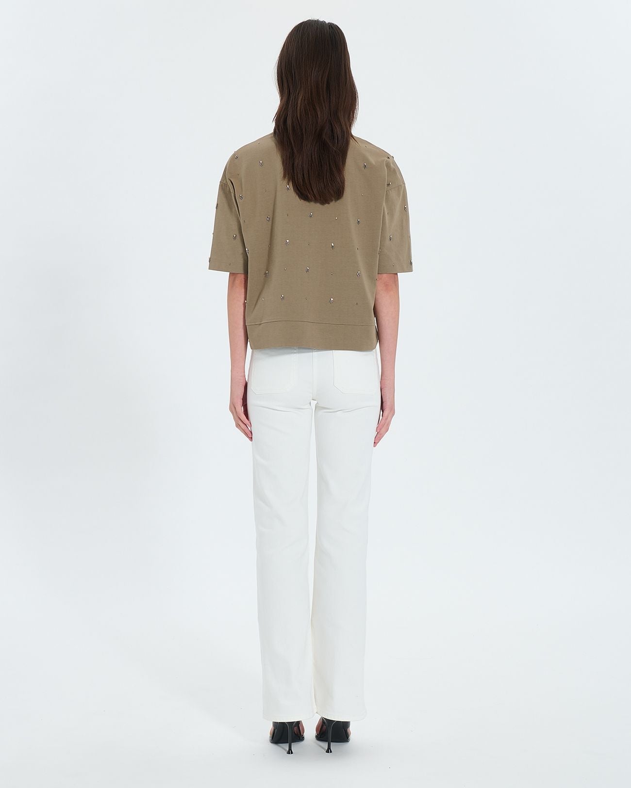 Khaki embellished T-shirt_4