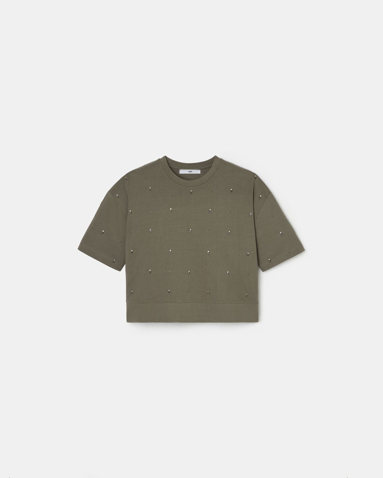 Khaki embellished T-shirt_6