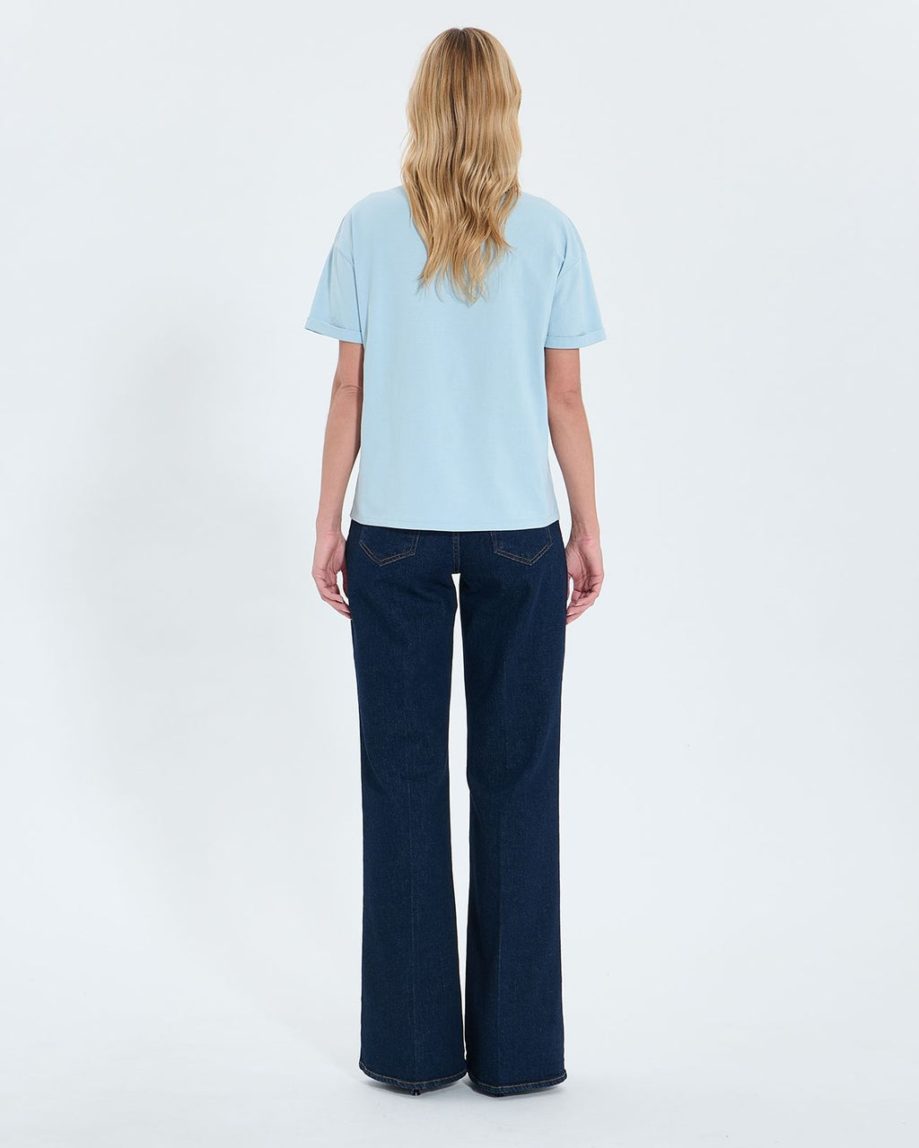 Fitted sky blue cotton T-shirt_3