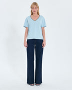 Fitted sky blue cotton t-shirt_4