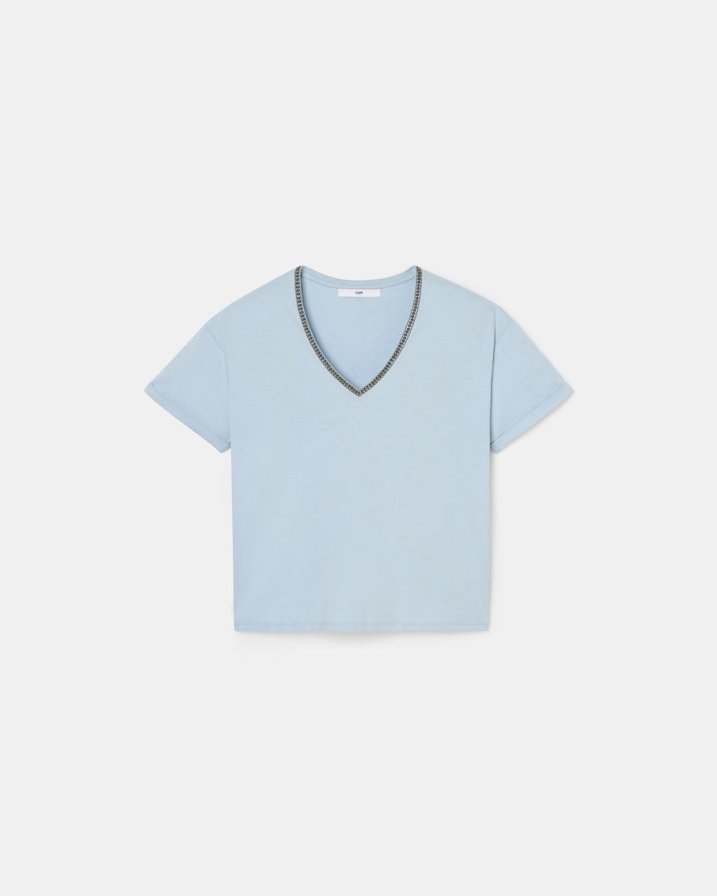 Fitted sky blue cotton T-shirt_5