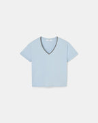 Fitted sky blue cotton T-shirt_5