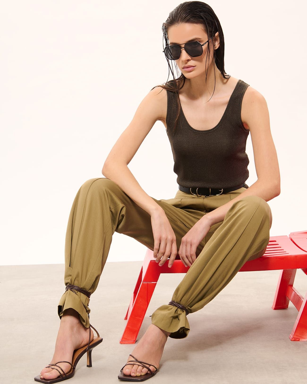 Sequined khaki tank top_1
