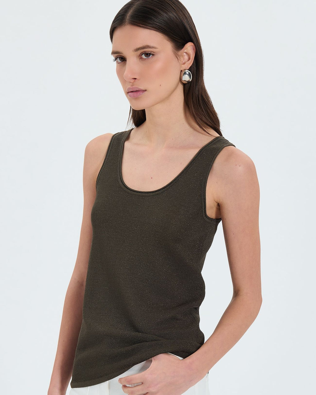 Sequined khaki tank top_2