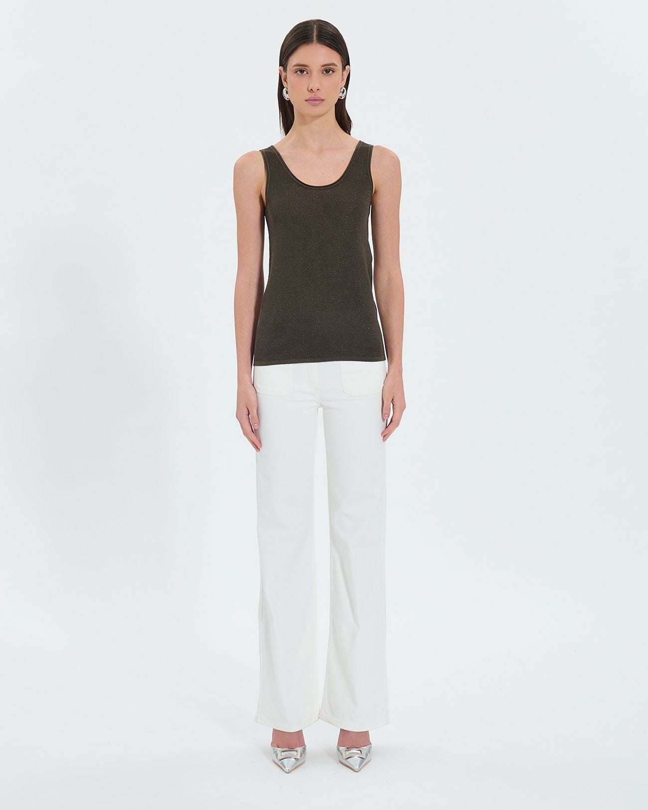 Sequined khaki tank top_3