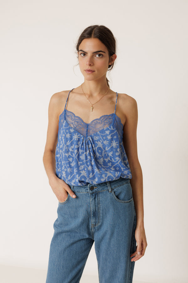 Lace Camisole Top - British Blue