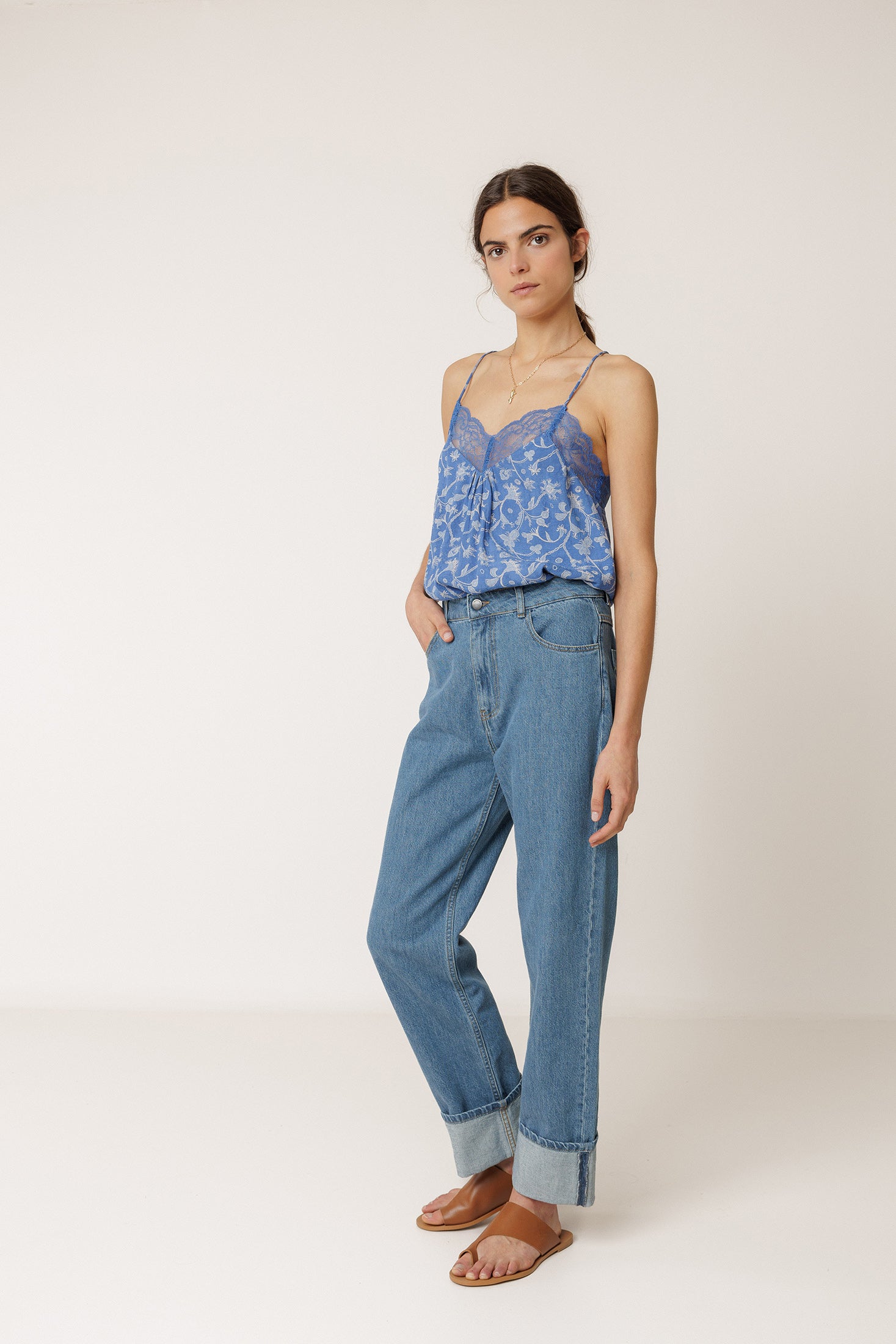 Lace Camisole Top - British Blue