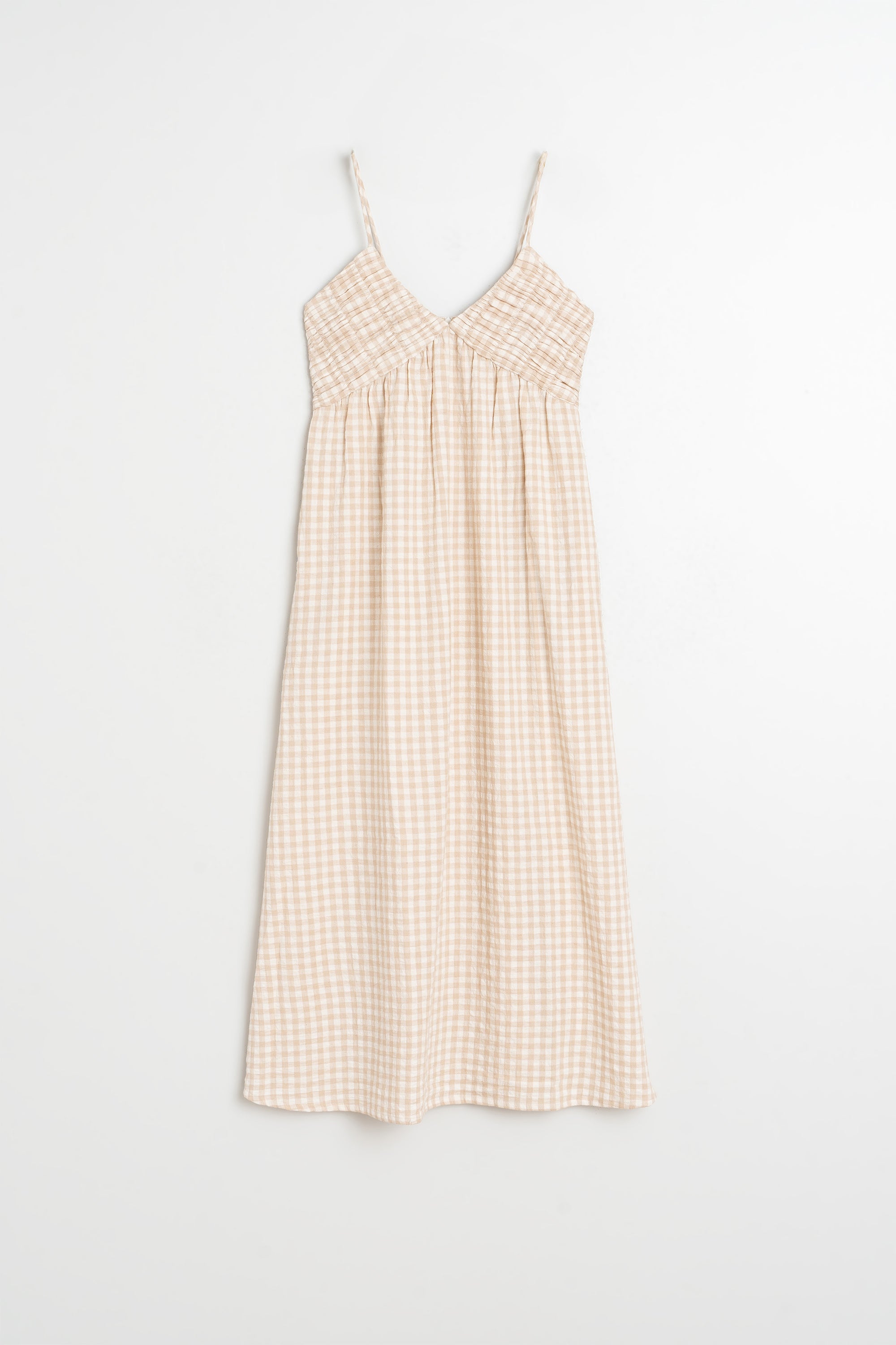 Robe À Bretelles Vichy - Beige