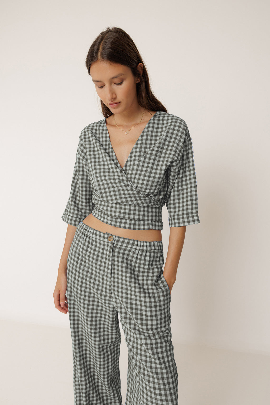 Camisa Corta Multiposición Para Anudar - Menta