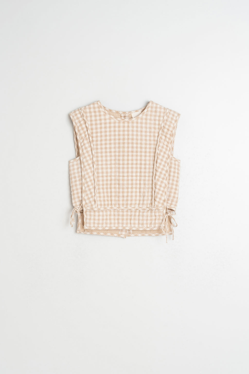 Quilted Check Top - Beige