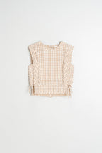 Quilted Check Top - Beige