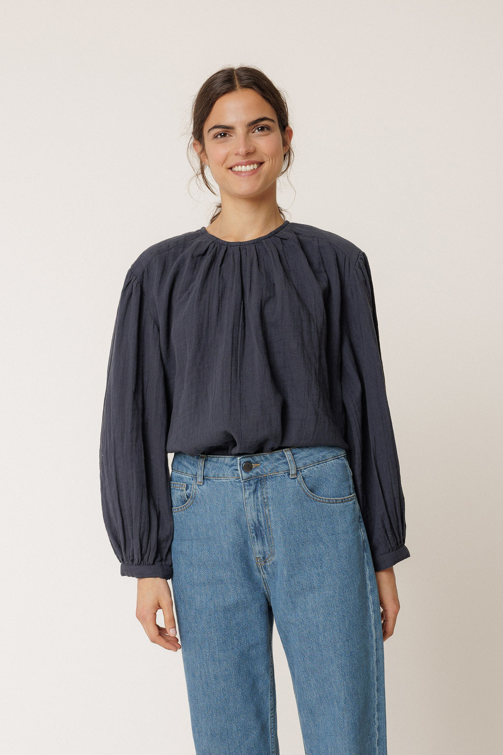 Blusa de doble gasa - azul marino