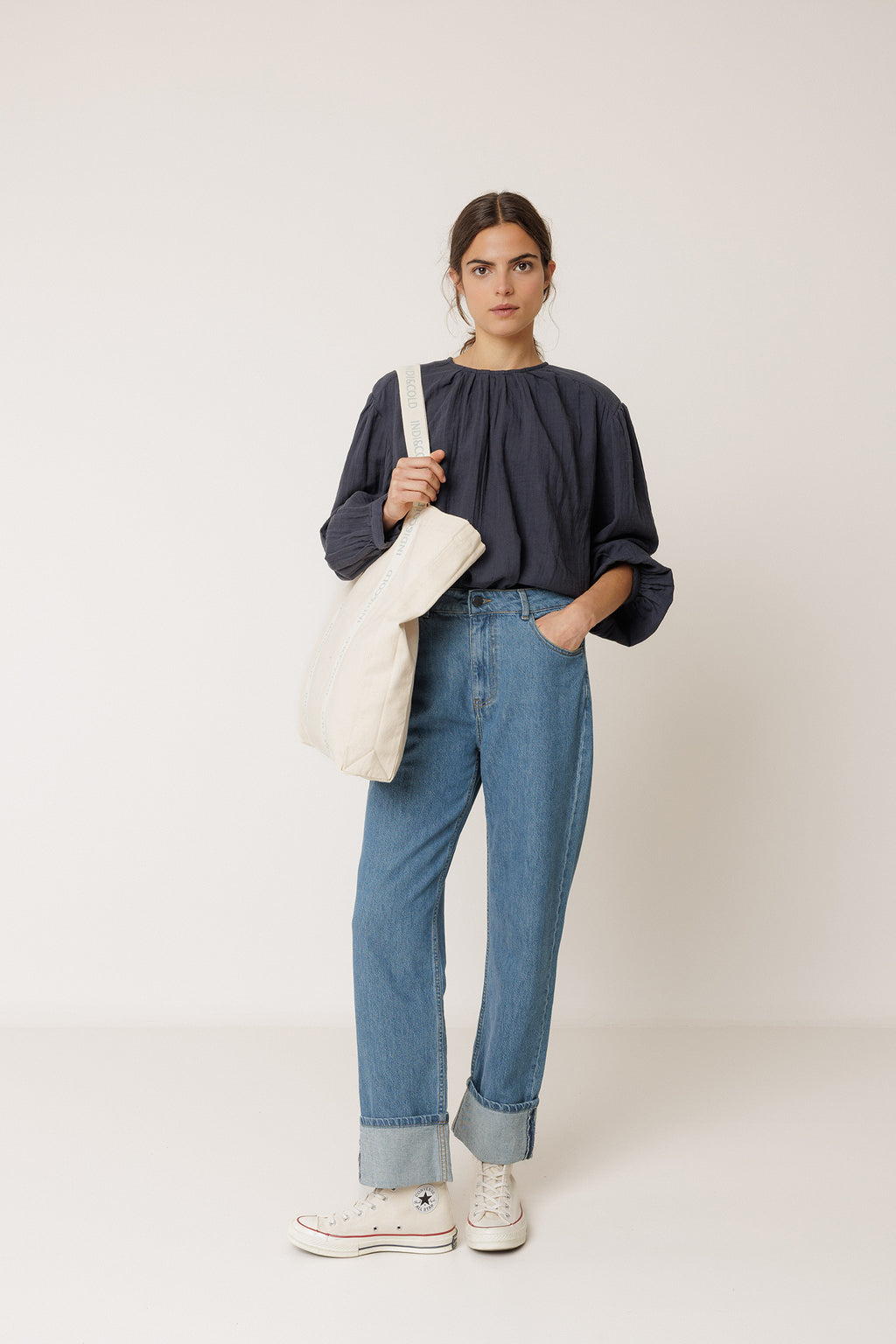 Blusa de doble gasa - azul marino