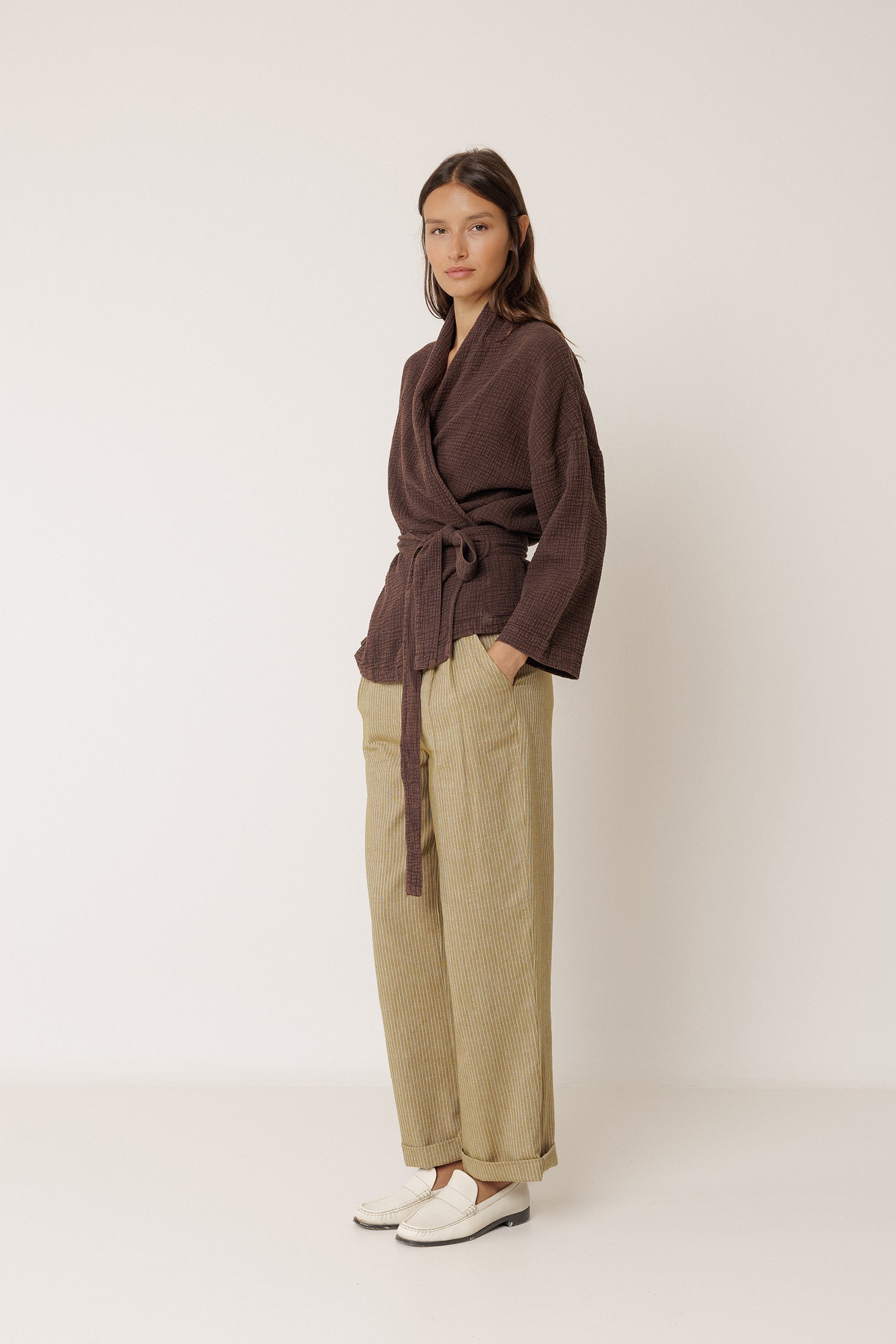 Kimono De Doble Gasa - Chocolate