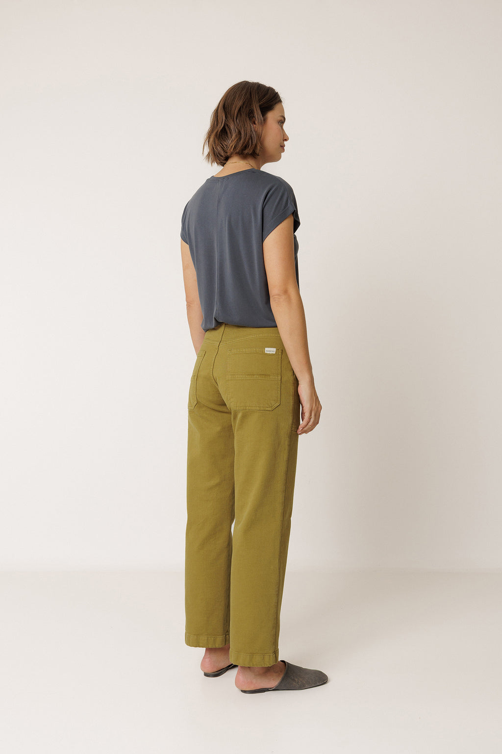 Drawstring Straight Trousers - Khaki