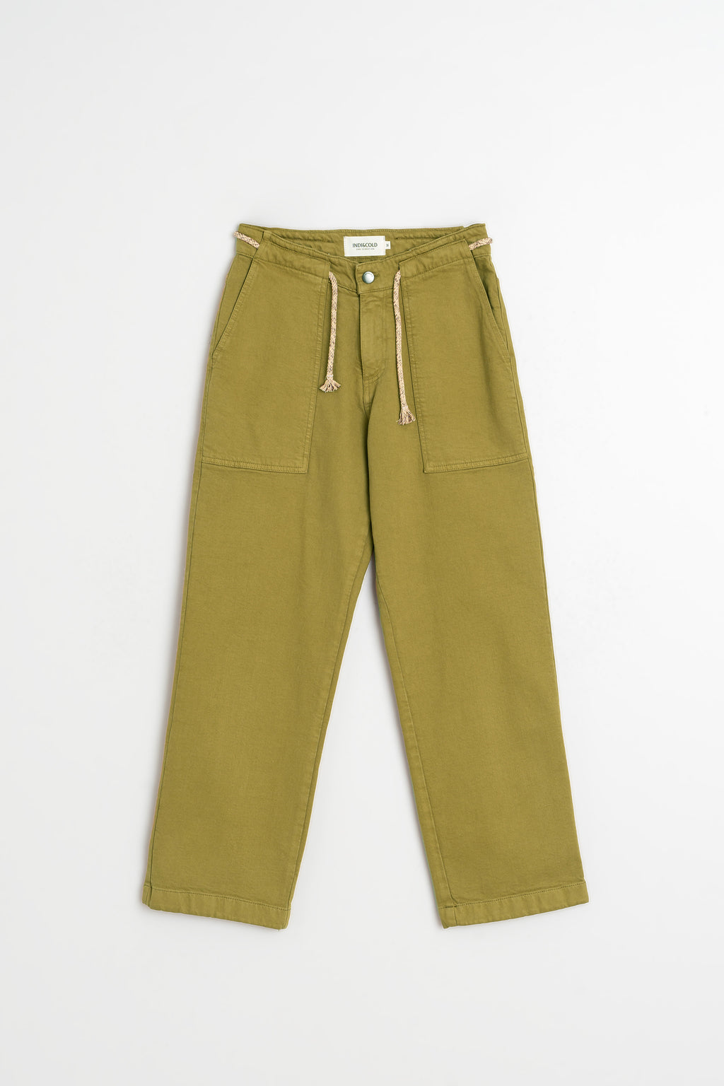 Drawstring Straight Trousers - Khaki