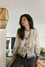 Blouse À Ourlet Fleuri - Écru