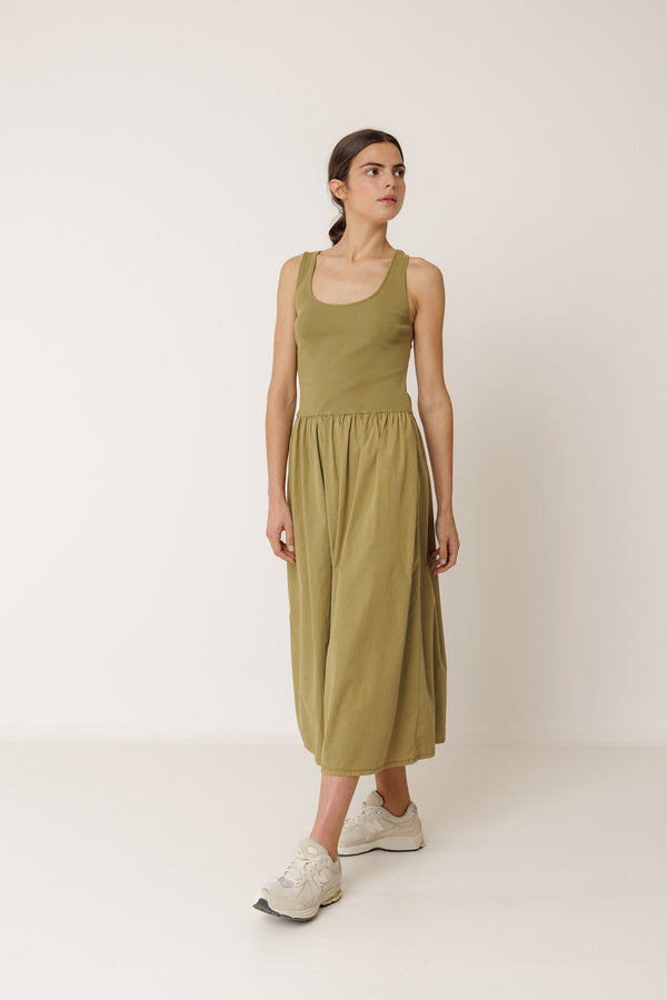Combined Poplin Dress - Pomme