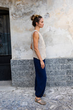 Striped Linen Waistcoat - Stone