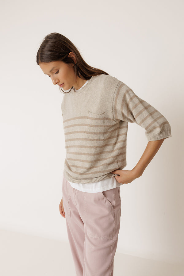 Breton Striped Jumper - Beige