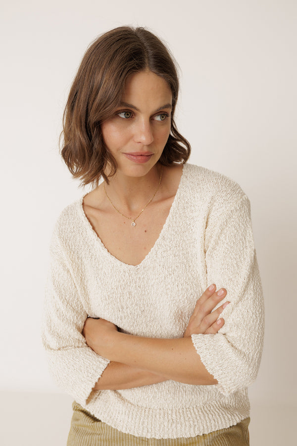 Organic Cotton Bouclé Jumper - Ecru