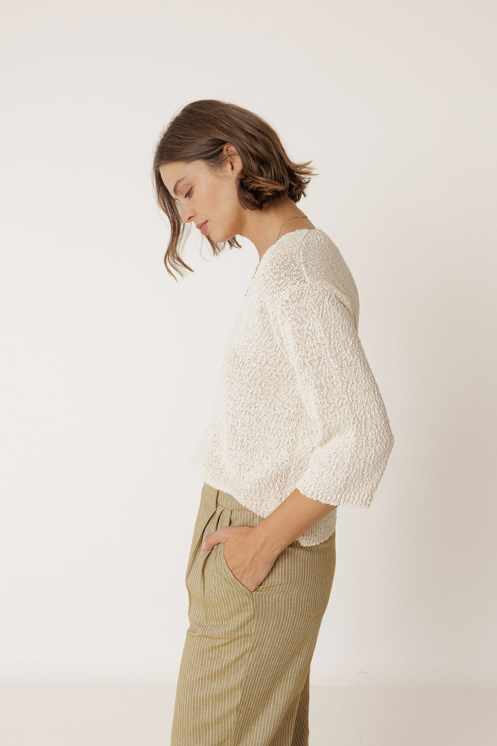Organic Cotton Bouclé Jumper - Ecru