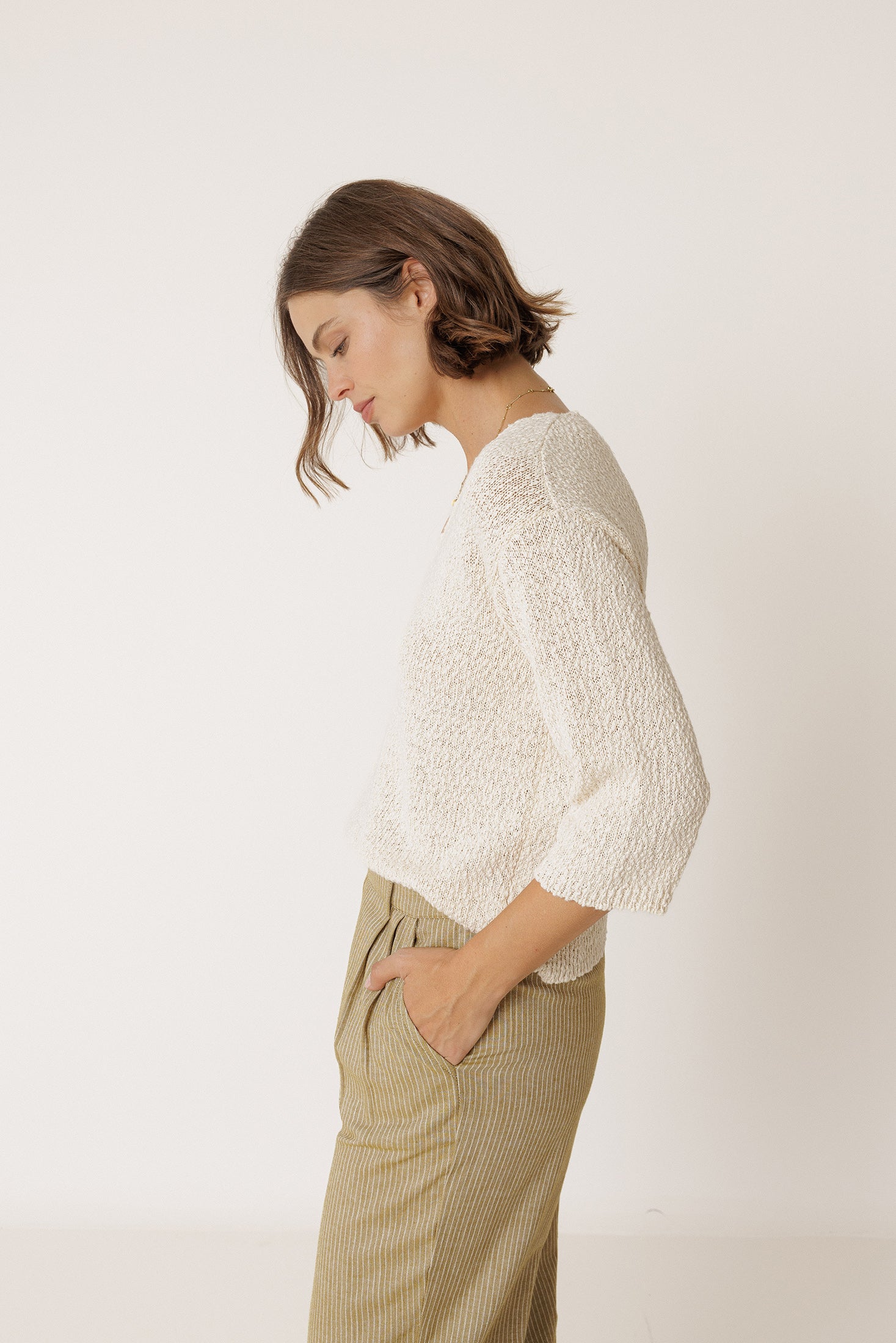 Organic Cotton Bouclé Jumper - Ecru