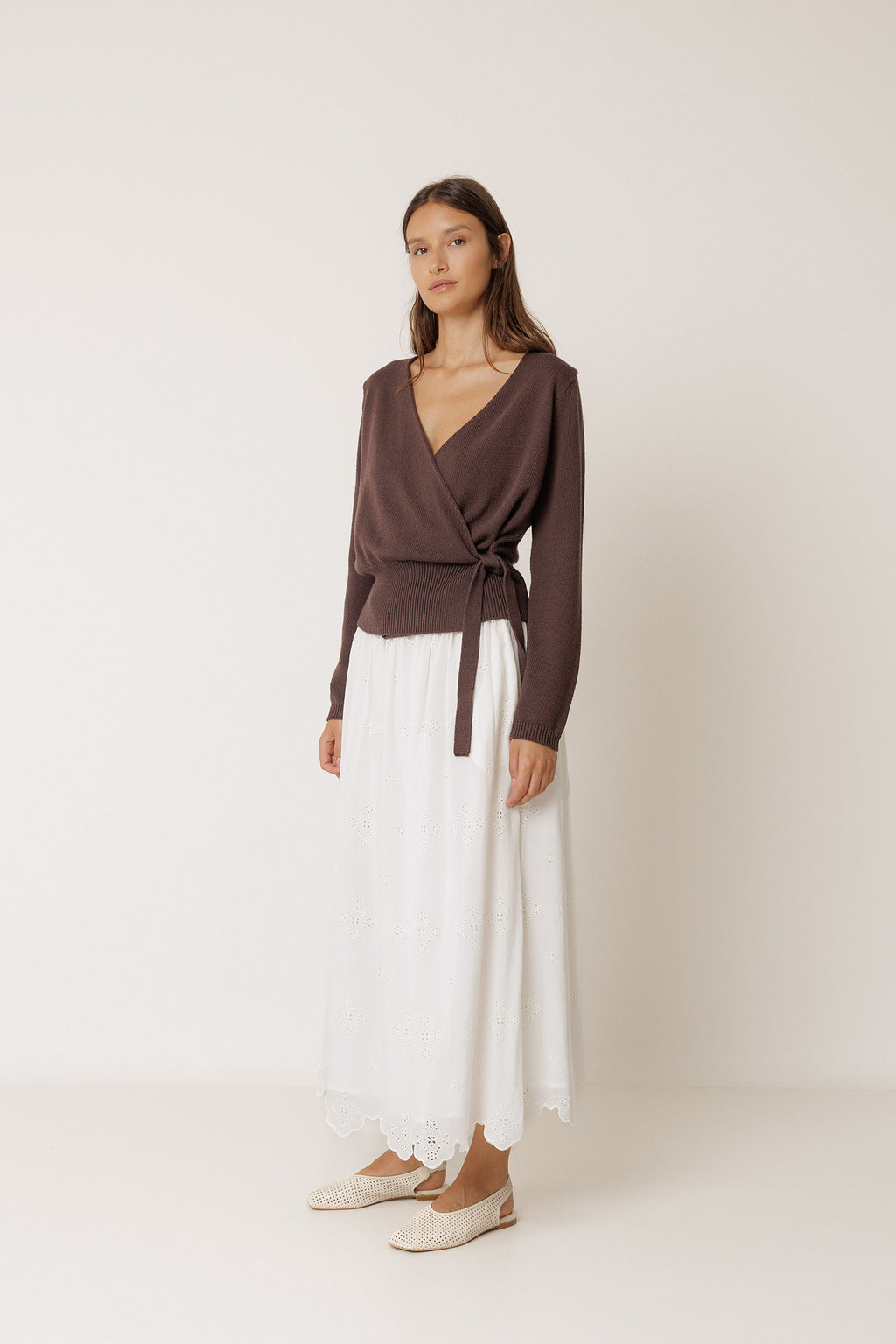 Knit Wrap Cardigan - Chocolate