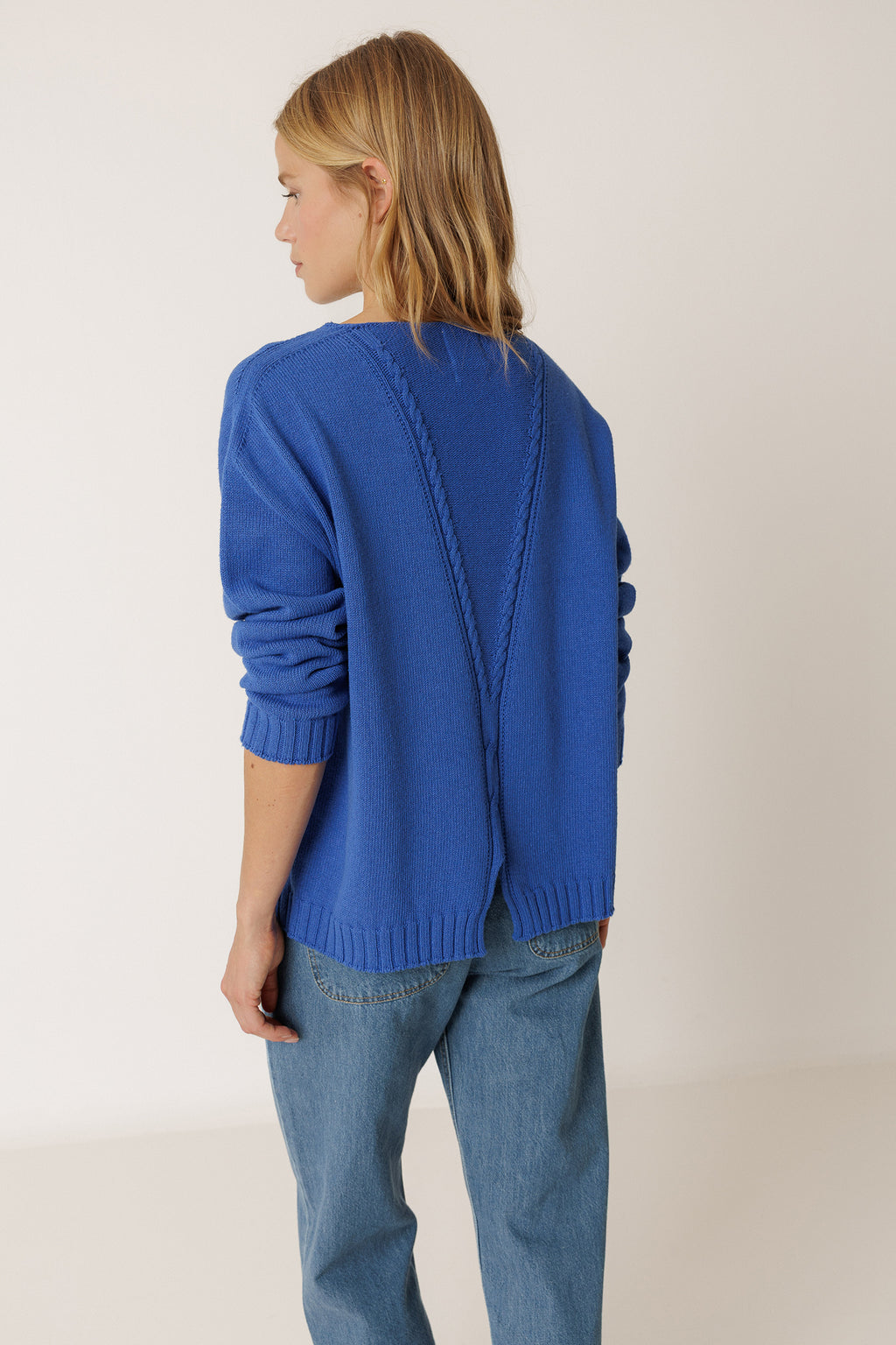 Deep V-Neck Jumper - British Blue