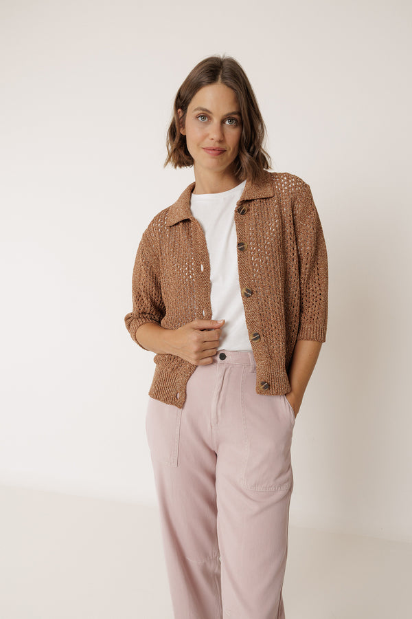 Chaqueta de Punto Calado - Terracota