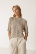 Ribbon Knit Jumper - Beige