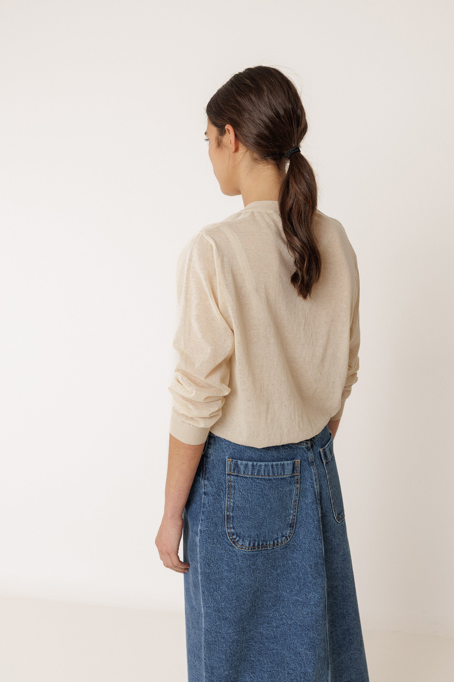 Chaqueta de Punto Transparente - Beige