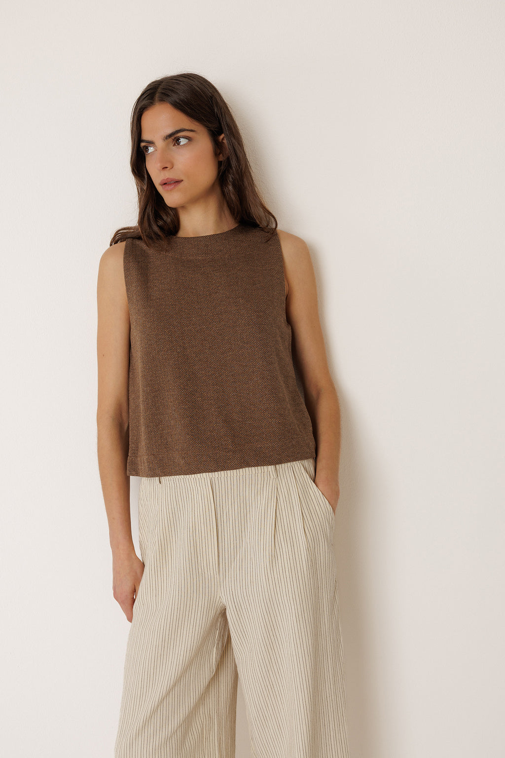Ponte Cropped Top - Chocolate