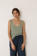 Piece-Dyed Knit Top - Sage