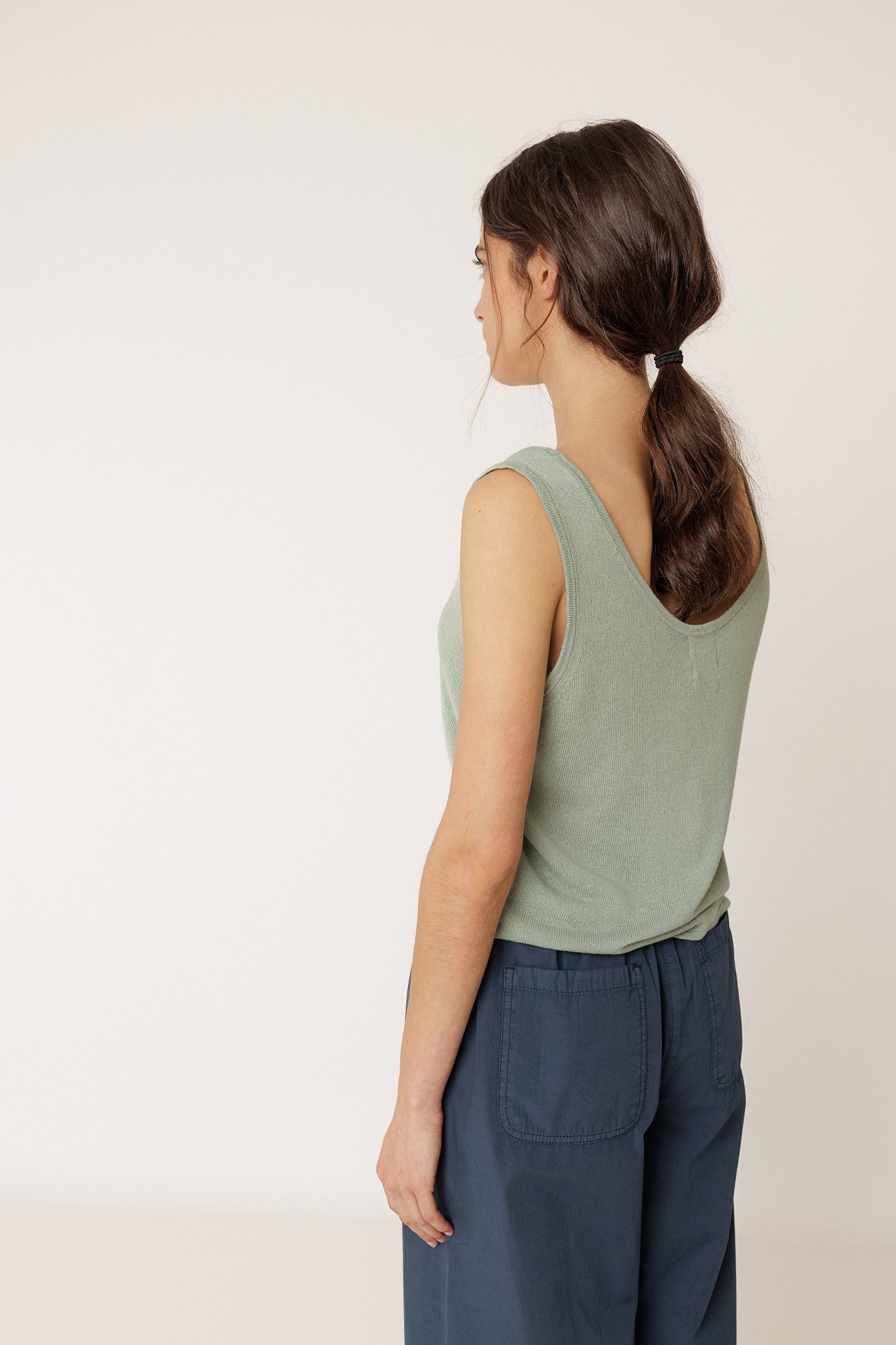 Piece-Dyed Knit Top - Sage
