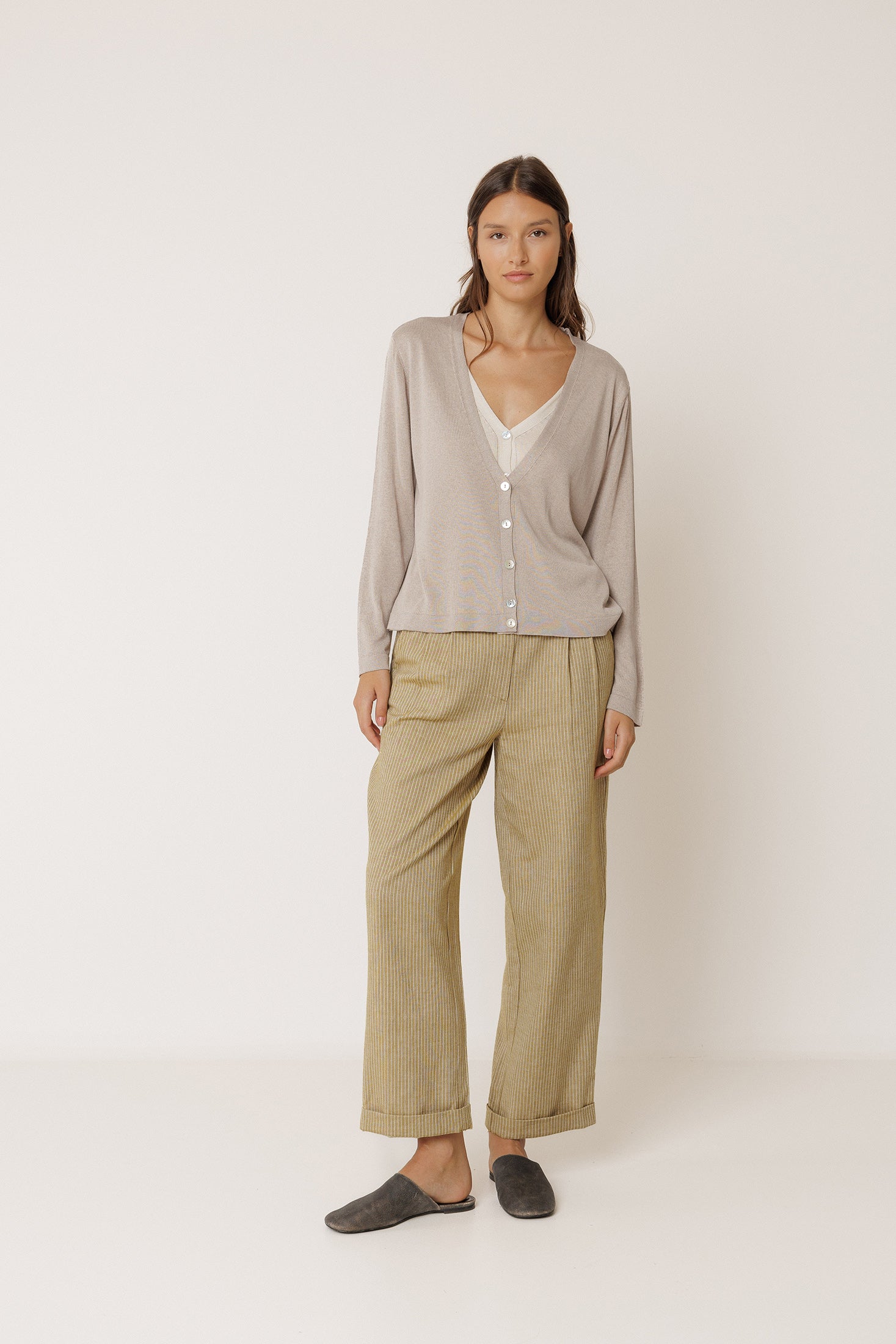 Chaqueta de Punto Doble - Beige