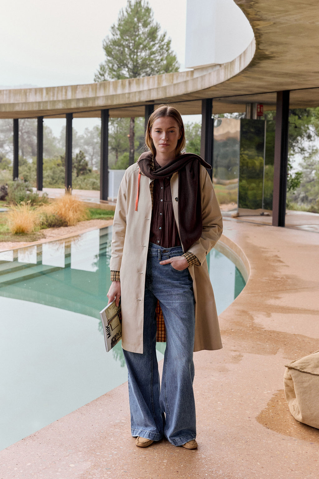 Impermeable Reversible de Cuadros - Beige