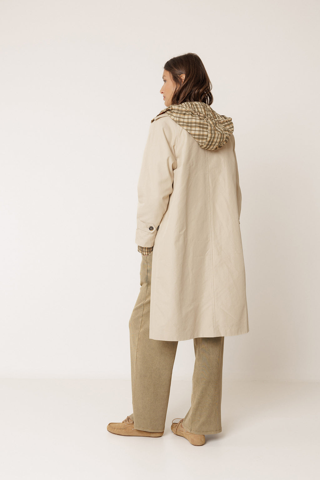 Impermeable Reversible de Cuadros - Beige