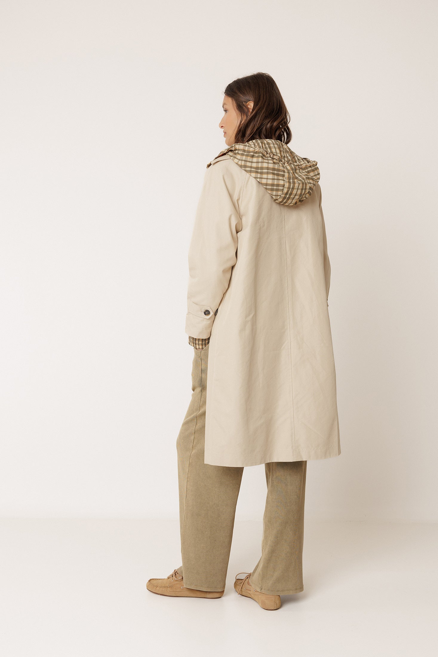 Impermeable Reversible de Cuadros - Beige