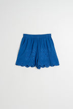 Short Bordado con Bajo Festoneado - Azul Británico