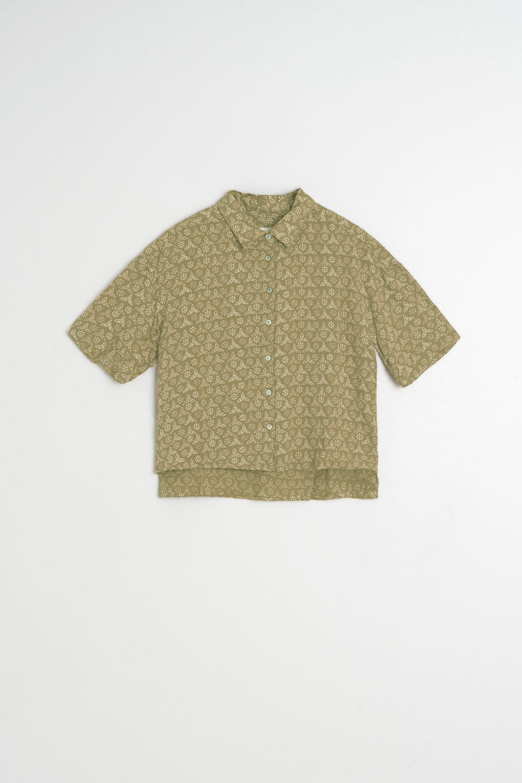Camisa Oversize con Estampado Blockprint - Caqui