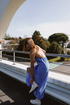 Vestido Largo de Espalda Descubierta - Azul