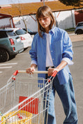 Chemise Oversize Rayée En Popeline - Bleu