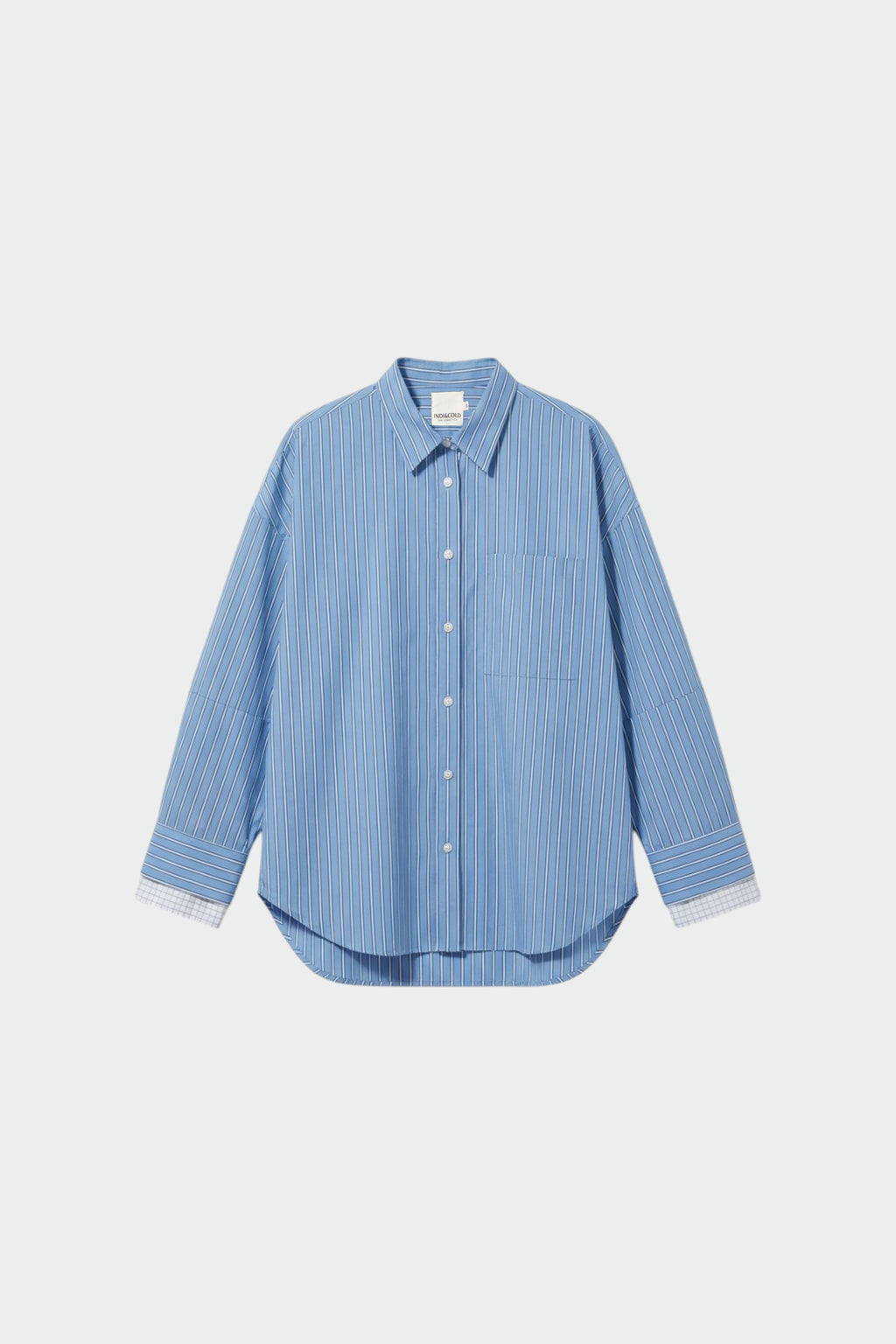 Chemise Oversize Rayée En Popeline - Bleu